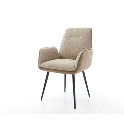 Afbeelding van DELIFE Eetkamerstoel Zoa Flex materiaalmix mud 4 poot conisch zwart pocketveer kern