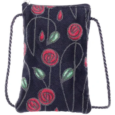 Afbeelding van Smartphone Tasje Gobelinstof Simple Rose Black Rozen zwarte achtergrond Charles Rennie Mackintosh