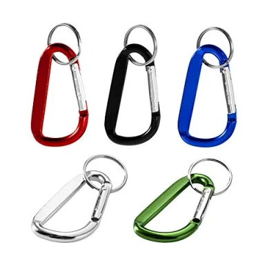 Afbeelding van noTrash2003 5 stuks geveerde karabijnhaken, sleutelhanger aluminium karabijnhaak voor kamperen, vissen, wandelen of reizen, met sleutelring (gemengd)