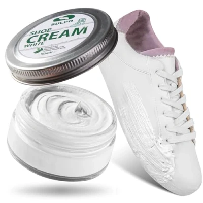 Afbeelding van SULPO Schoencrème wit Shoe Cream Schoenpoetscrème Leercrème Leerbalsem glad leer Watergebasseerd Vernieuw de kleur Leerverzorging Echt en kunstleer 50 ml