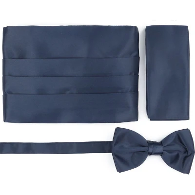 Afbeelding van Suitable Cumberband Strik Pochet Set Navy Heren Polyester Herenkleding