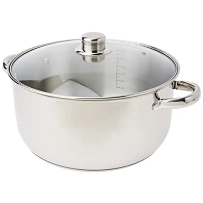 Afbeelding van Crealys 502386 RVS Stewpot met Glazen Deksel 8 L Capaciteit 28 cm Diameter