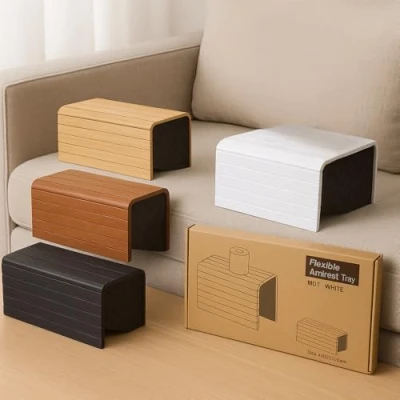 Afbeelding van Bankovertrek, bamboe, flexibel, plank, armleuningen, sofa, bank, plank (naturel dienblad)