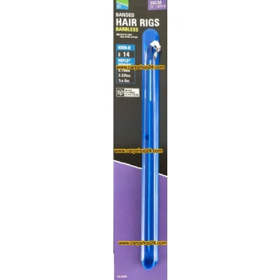 Afbeelding van Preston KKM B Banded Hair Rigs Barbless 38cm (8 pcs) Maat : haak 14 0.19mm