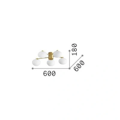 Afbeelding van Ideallux Ideal Lux Hermes plafondlamp, wit, 60 cm, 5 lamps, glas