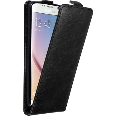 Afbeelding van Cadorabo Hoesje geschikt voor Samsung Galaxy S6 in ZWARTE NACHT Beschermhoes flip design Case Cover met magnetische sluiting