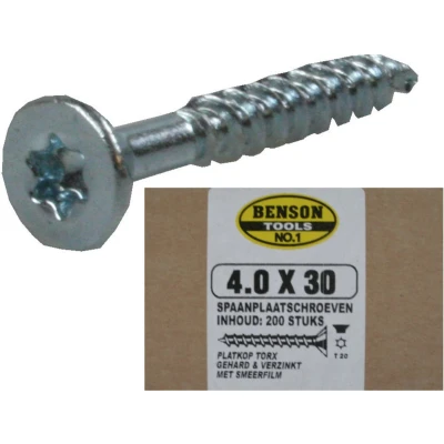 Afbeelding van Benson Verzinkte Spaanplaatschroeven 4.0 x 30 mm Torx 200 stuks