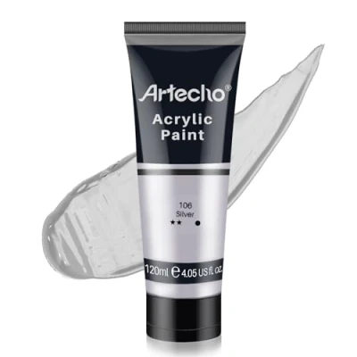 Afbeelding van Artecho professionele acrylverf, zilveren (120 ml/4 oz) buizen, kunst ambachtelijke verf voor canvas schilderen, steen, hout, stof, kunstbenodigdheden kunstenaars,