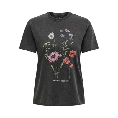 Afbeelding van Only Onllucy reg s/s Top jrs noos black/flowerchild XS