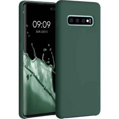 Afbeelding van kwmobile telefoonhoesje geschikt voor Samsung Galaxy S10 Plus / S10+ Hoesje met siliconen coating Smartphone case in mosgroen