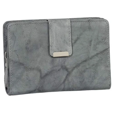 Afbeelding van Ledershop24 RFID dames lederen portemonnee versch. kleuren cadeauset + exclusieve sleutelhanger, grijs, Eén maat, Leren damesportemonnee lang, liggend formaat