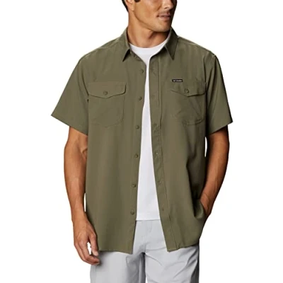 Afbeelding van Blouse Columbia Men Utilizer II Solid Short Sleeve Stone Green S