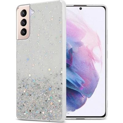 Afbeelding van Cadorabo Hoesje geschikt voor Samsung Galaxy S21 PLUS in Transparant met Glitter Beschermhoes van flexibel TPU silicone fonkelende glitters Case Cover Etui