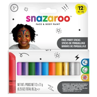 Afbeelding van Snazaroo 1172193 kindermake upset met 12 pennen op waterbasis, makkelijk afwasbaar, huidvriendelijk voor carnaval, Halloween