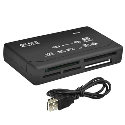 Afbeelding van Retoo Kaartlezer USB 2.0 7 in 1 kaartlezer, CF/CFII/Ultra, CF/MD, SD/Mini SD/SDC/SDHC, MMC/MMCII/Ultra, MMC/RS MMC, MS/MS MG, geheugenkaartlezer, zwart