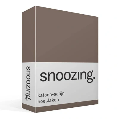Afbeelding van Snoozing Katoen satijn Hoeslaken Eenpersoons 100x200 cm Bruin