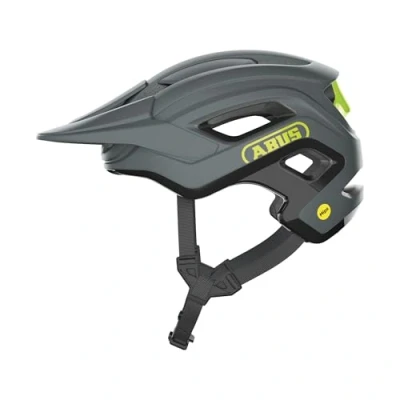 Afbeelding van ABUS MIPS MTB helm, cliffhanger voor veeleisende trails, met bescherming tegen stoten en grote ventilatieopeningen, dames heren, grijs/geel, maat L