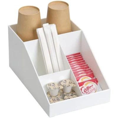 Afbeelding van Navaris organizer voor koffieaccessoires Bakje suiker, melk en theezakjes 4 vakken Wit