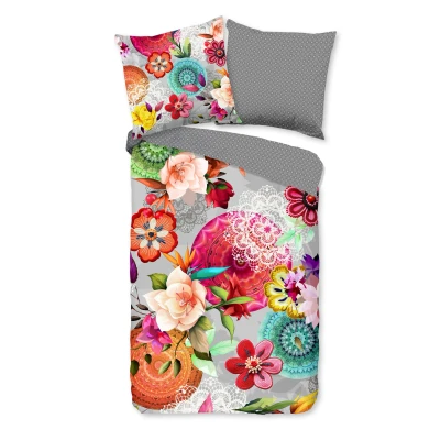 Afbeelding van Flanellen Dekbedovertrek 200x200 cm Mandala en Bloemen Print Multi 2 Persoons 100% Katoen Flanel