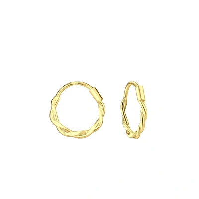 Afbeelding van JoyS Zilveren oorringen 11 mm twisted 14k goudplating t85