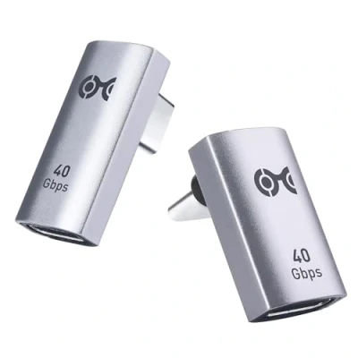 Afbeelding van Cable Matters Combo Pack 40Gbps verticale haakse USB C adapterset met 240W PD (90 graden adapter) in zwart Thunderbolt 4, USB4, 3 poort compatibel iPhone 15 Pro Max Plus