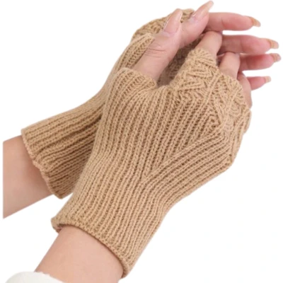 Afbeelding van Winkrs Vingerloze Handschoenen Dames Polswarmers Beige Acryl Warme handen
