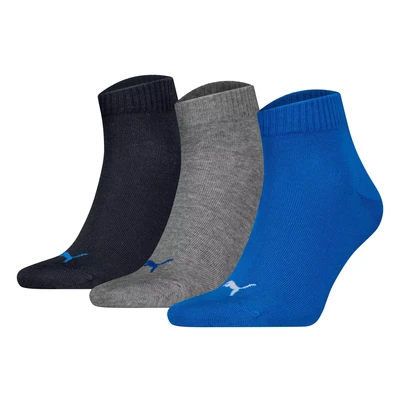 Afbeelding van Puma Sokken 3P Quarter Socks Zwart/Blauw Maat 39/42