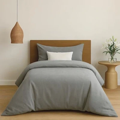 Afbeelding van Dreamzie Beddengoedset 135x200 in versterkt katoen Antraciet Dekbedovertrek en kussensloop 80x80 cm Oeko Tex gecertificeerd 2 stuks