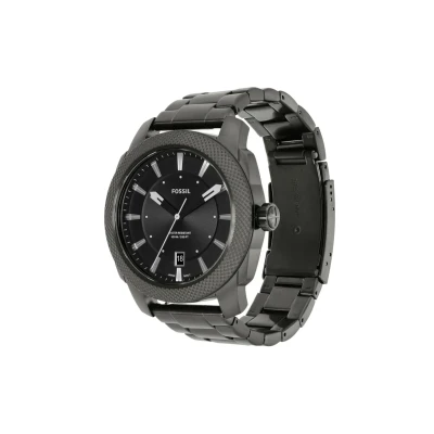 Afbeelding van Fossil Machine Horloge voor heren, Quartz uurwerk met roestvrij stalen of leren band, Black and dark grey