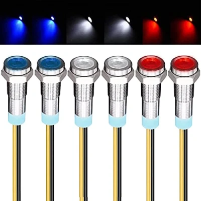 Afbeelding van GUUZI 6 stks 220V 230V 6mm LED paneel Pilot Dash Waarschuwingslampje Indicator licht Lamp Lampen Directionele (Rood/Blauw/Wit)