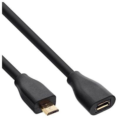 Afbeelding van Premium USB Micro B naar verlengkabel USB2.0 tot 1A / zwart 5 meter
