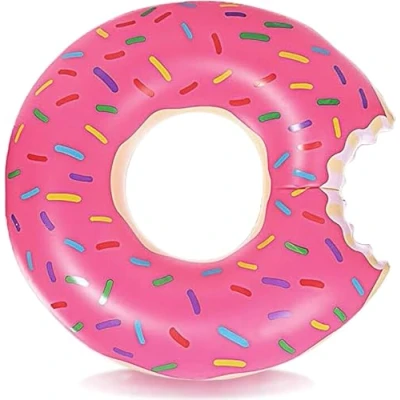 Afbeelding van donut zwembad of zwemring donut. Opblaasbaar en robuust ontwerp biedt plezier voor volwassenen op het strand in zwembad. Geniet van de zomer met deze grote zwemmer.