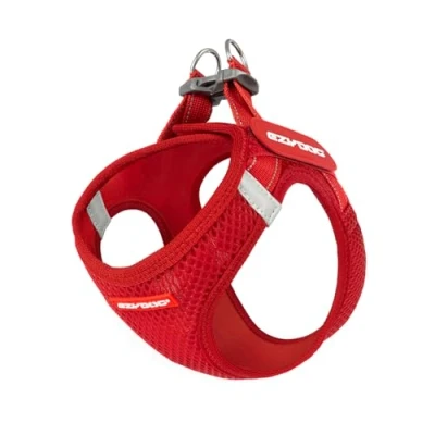 Afbeelding van EzyDog Hondenharnas kleine hond FORMFIT Lichtgewicht en verstelbaar hondentuig van ademend 3D mesh met reflecterende details metalen D ringen Voor puppy’s honden (S, Rood)