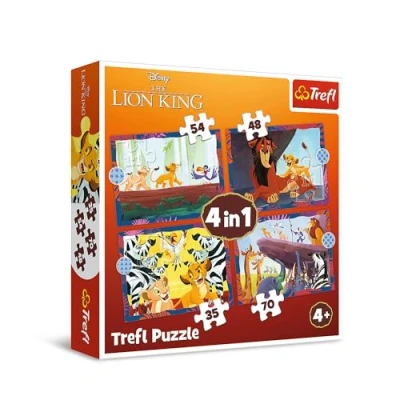 Afbeelding van Trefl The Lion King, De moedige leeuwenkoning Puzzel 4 in 1, Puzzels, van 35 tot 70 stukjes Verschillende moeilijkheidsgraden, voor kinderen vanaf jaar