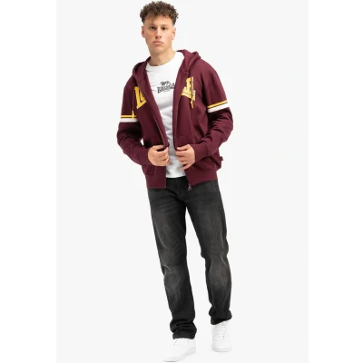 Afbeelding van Lonsdale Normale Passform Darfield Sweater met rits, Heren, Maat: 3XL, Oxblood yellow white
