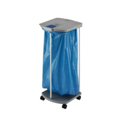 Afbeelding van Hailo 0912 210 Recyclingzakhouder 120 l Aluminium (b x h d) 430 1030 450 mm Grijs Verrijdbaar 1 stuk(s)
