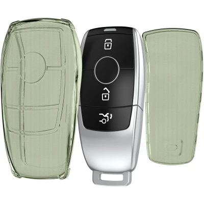 Afbeelding van kwmobile Autosleutel hoesje geschikt voor Mercedes Benz Smart Key (alleen Keyless) behuizing van TPU transparant in groen /