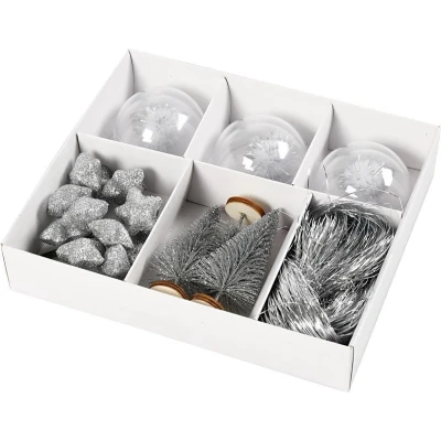 Afbeelding van Geschenkverpakking set, 5 div, wit, zilver