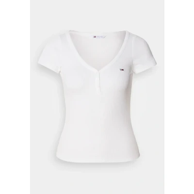 Afbeelding van Tommy Jeans Henley Tshirt basic, Dames, Maat: 32, Ecru