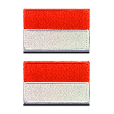 Afbeelding van 2 stuks Indonesië vlagpatch tactisch nationaal embleem, geborduurde patch met sluiting, militaire banden voor reizen, rugzakken, kleding, uniform, vest, armband