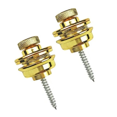 Afbeelding van Gitaargordelslot, set van 2 stuks, metalen gitaarriem, knop, eindknop met bevestigingsschroeven voor akoestische klassieke elektrische gitaar, bas, ukelele (goud)