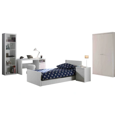 Afbeelding van Deze ROBIN combinatie bestaat uit het bed (90 x 200 cm), rolbed, nachtkastje, 2 deurskledingkast, bureau en boekenkast. Meerdere afmetingen