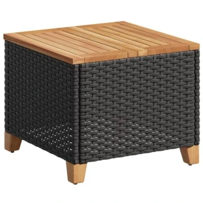 Afbeelding van Tuintafel 45x45x37 cm poly rattan en acaciahout zwart
