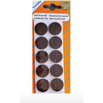 Afbeelding van Verlofix Anti krasvilt Zelfklevend Diameter 22mm Bruin 20stuks