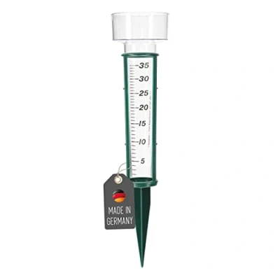 Afbeelding van Lantelme Regenmeter 24 x 8 cm met kunststof grondpen, neerslagmeter voor exacte waterhoeveelheid in de tuin, broeikas, landbouw, regenwatermeter outdoor en tuinstekker