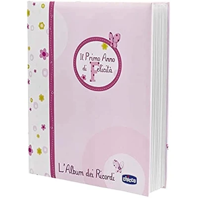 Afbeelding van Chicco Roze Baby&#039;s Herinneringsboek, met Plek voor Foto&#039;s en Notities, Stickers Meetlat om de Groei van uw Baby te Volgen Ideaal Cadeau bij Zwangerschap Geboorte 0+ Maanden