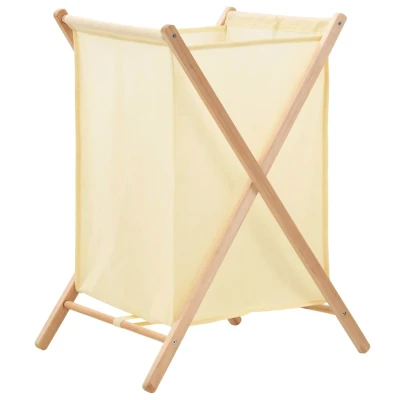Afbeelding van Wasmand 42x41x64 cm cederhout en stof beige
