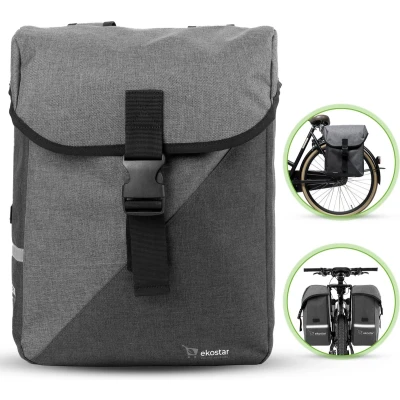 Afbeelding van Ekostar® online shopping Fietstassen Dubbel Donker en Licht Grijs Waterafstotend Fietstas 34 Liter electrische fietsen