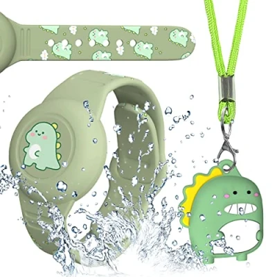 Afbeelding van AirTag kinderarmband &amp; halsketting [IP53] waterdicht, 2 stuks verborgen hoezen voor Apple Air Tag, volledige bescherming, AirTags, siliconen houder, kleine kinderen, AirTec