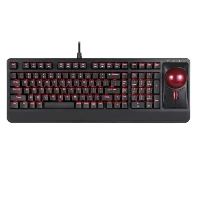 Afbeelding van Perixx PERIBOARD 322 Bedraad Mechanisch Trackball Toetsenbord met 2 Hubs, 2.17 Inch grote Trackball, RGB Verlicht Ontwerp, US Engelse Layout